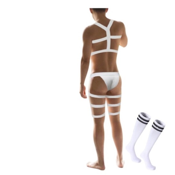 Mens Elastic Club Gear Includes chest harness. and Leg harness With Socks - Picture 2 of 2